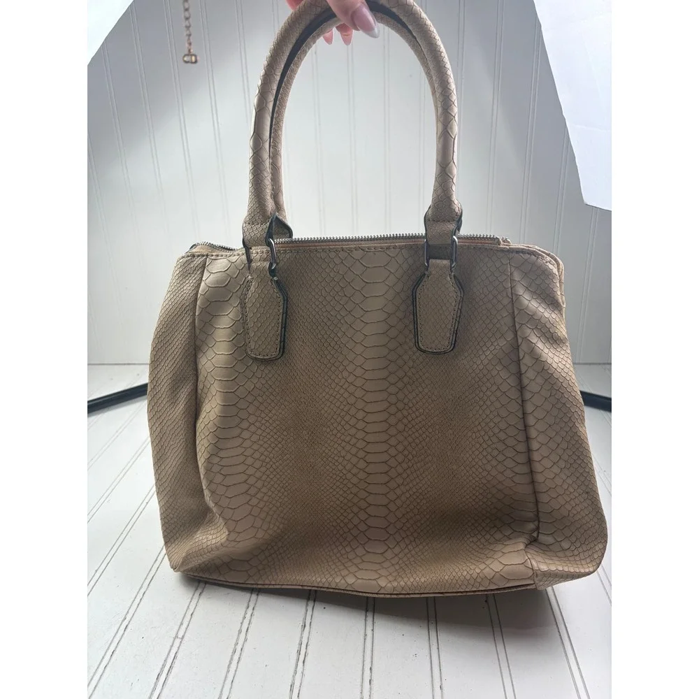 Guess Vintage Y2K Beige Snakeskin Embossed Satchel Shoulder Bag Purse